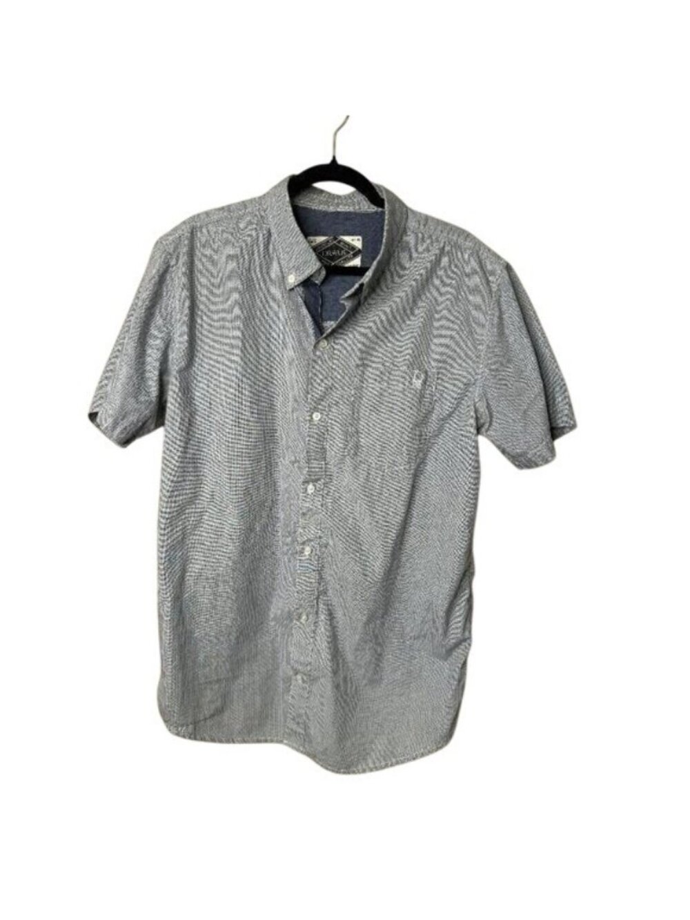 Dravus Mens Short Sleeve Button-Up Shirt X-Large Blue Pattern Cotton Blend